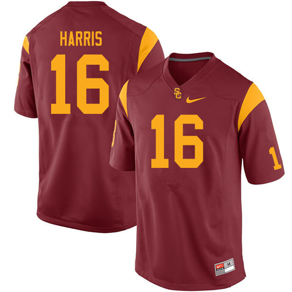 Men #16 Scott Harris USC Trojans College Football Jerseys Sale-Cardinal